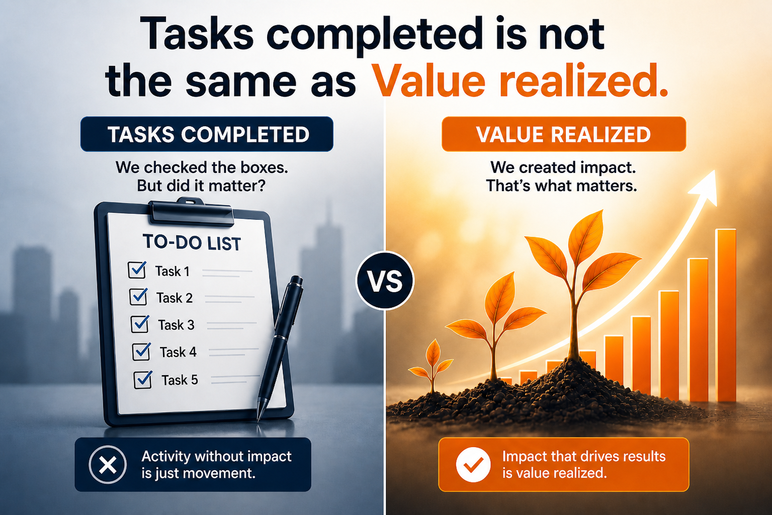 Tasks completed is not the same as Value realized
